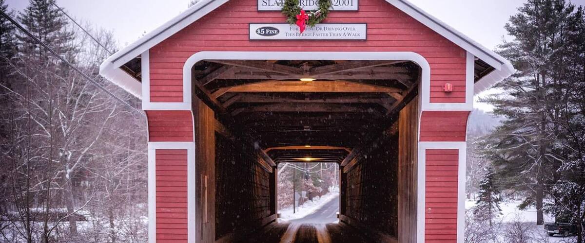 The Slate Covered Bridge is a wooden covered bridge which carries the Westport Village Road over the Ashuelot River in Westport, a village of Swanzey, New Hampshire.
#USA #architecture #landmark #newhampshire #OnTheRoad