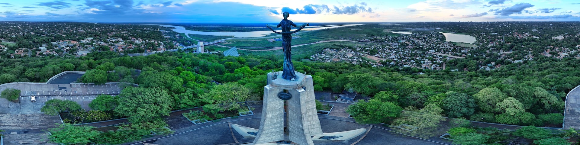 360 aerial photo taken with drone of Cerro Lambaré in Asunción, Paraguay