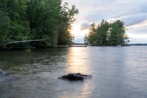 Sunset on lake in Canada. High quality photo. Apsley Chando's lake
