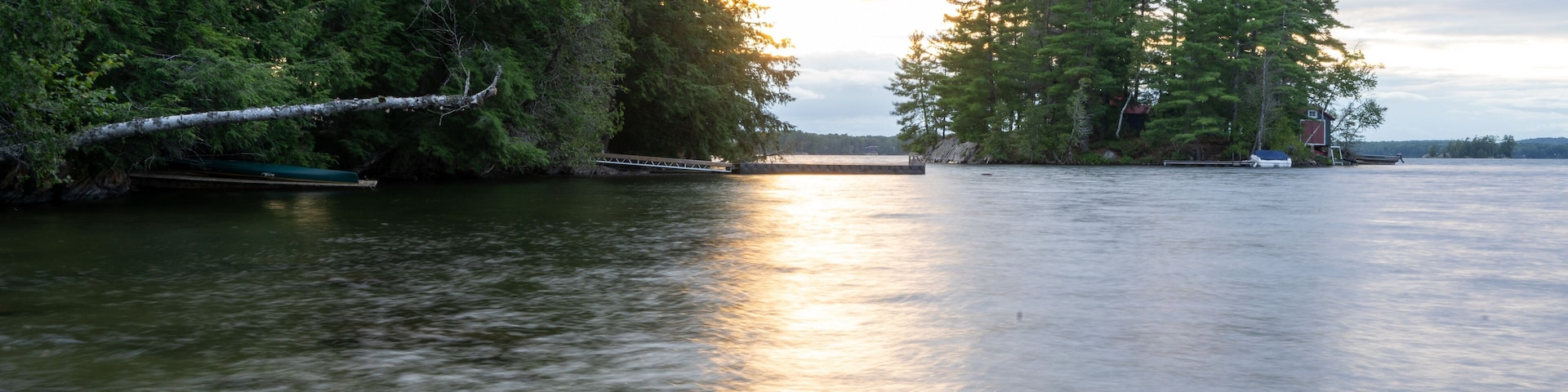 Sunset on lake in Canada. High quality photo. Apsley Chando's lake