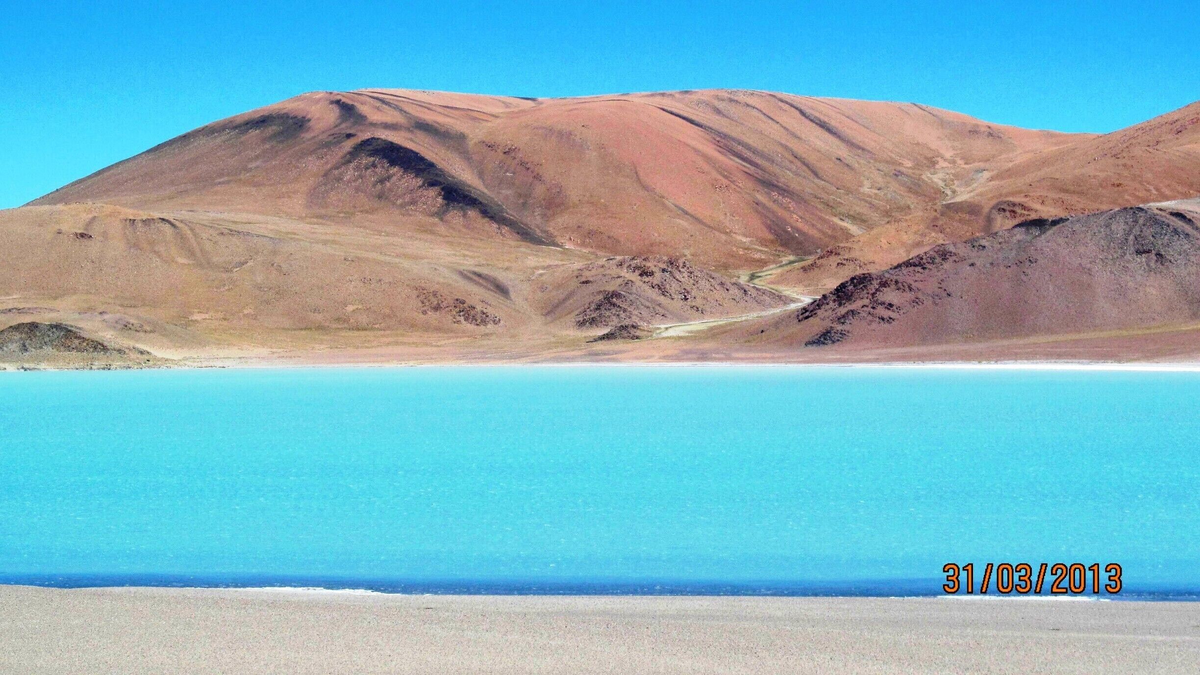 Diamante Lagoon, with the amazing turquoise color, owing to the arsenic, in the water. It looks incredible! #roadtrip