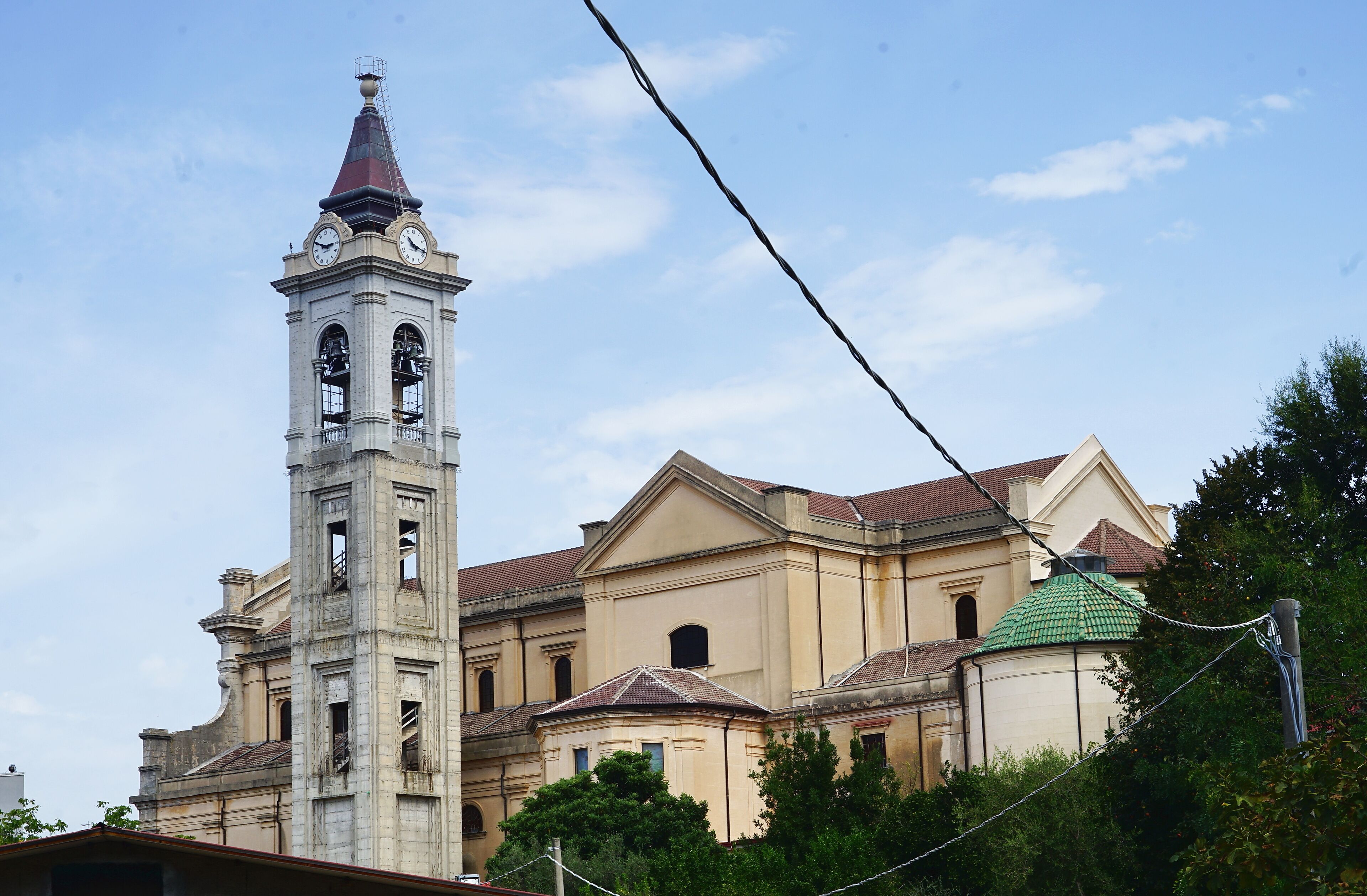 Bell tower of the cathedral of Oppido Mamertina, Calabria, Italy