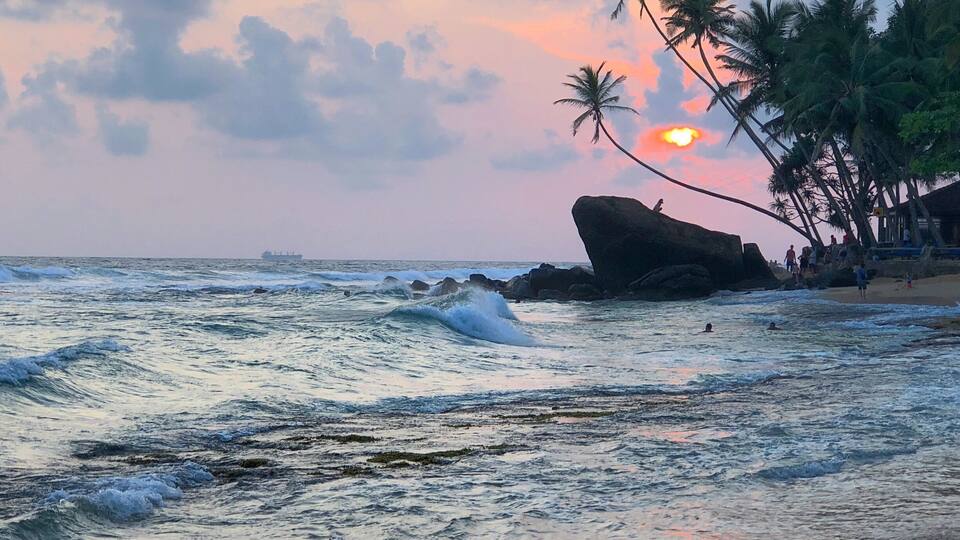 Beautiful sunset in Unawatuna, Sri Lanka.
