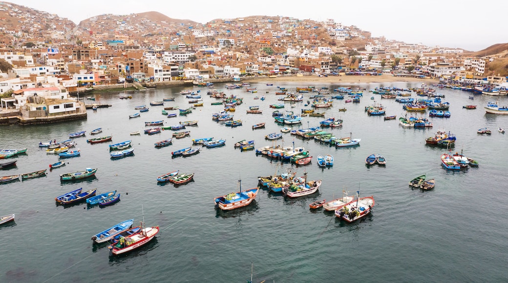 Fisher boats in the harbor. Pucusana, Lima, Peru.