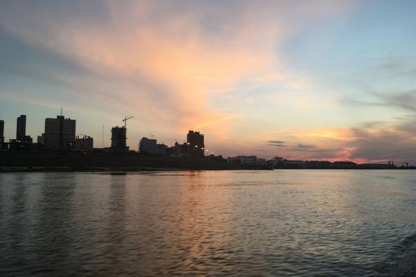 Asunción at sunset from boat
