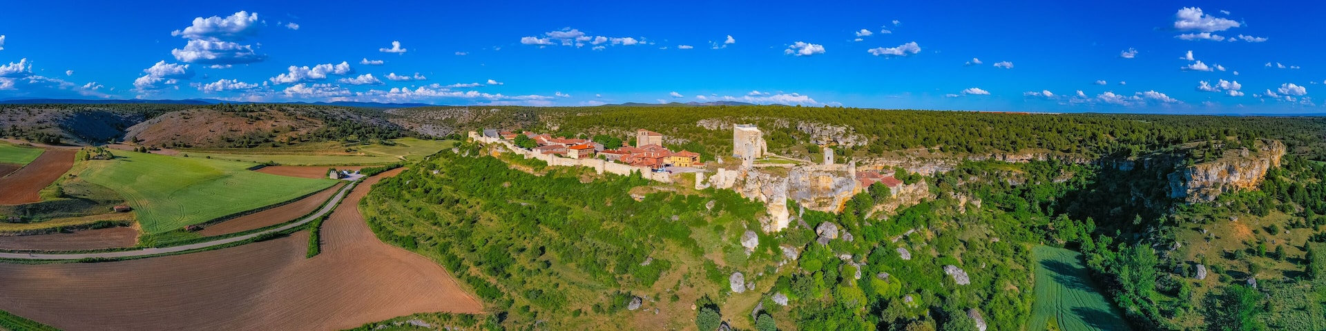 Aerial view of Calatanazor village near Soria, Spain