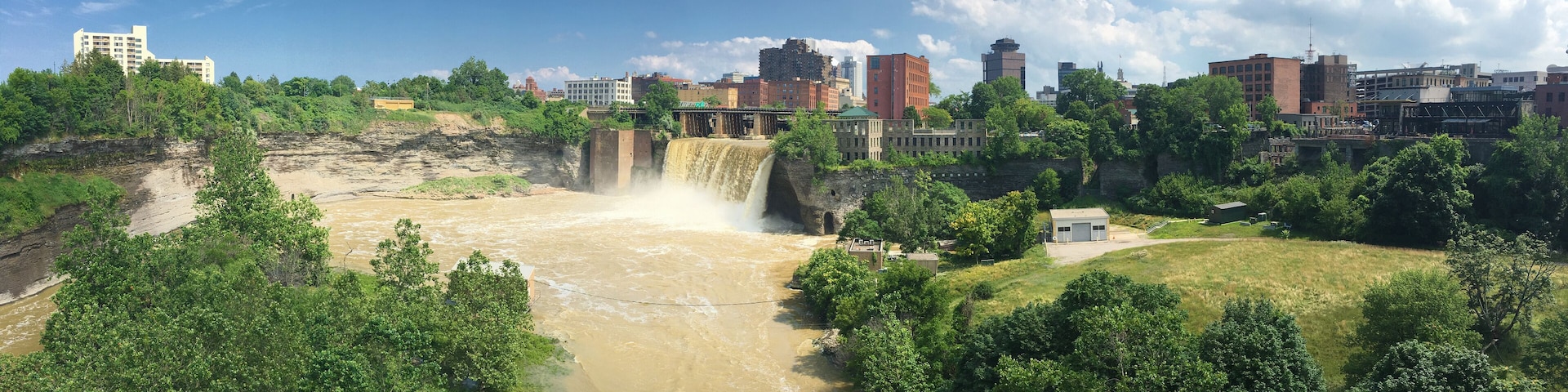 Panorama view of High Falls and the City of Rochester