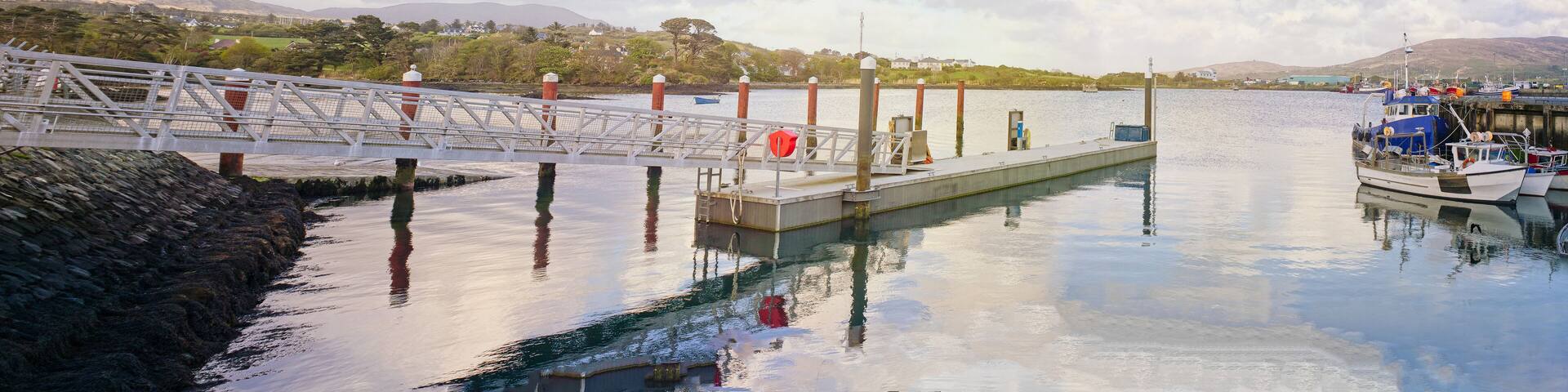 Pier in a Castletownbere harbor on a cloudy day
