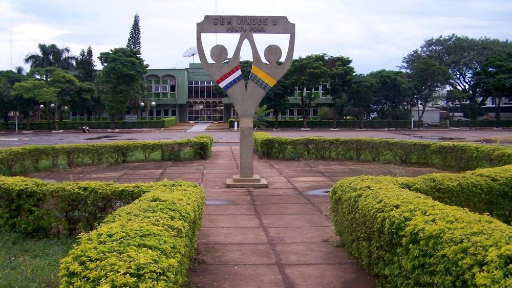 Travel restrictions from one Country to another fall apart here. Separated by a wide highway, the city of Pedro Juan Caballero in Paraguay is on one side of the street and Ponta Pora, Brazil is on the other side of the street. I often visit friends in Paraguay, but sleep in Brazil. You can stand at this marker and be in both Countries at the same time!!