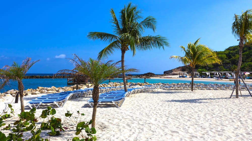 The white sand at sunny day on beach in Haiti