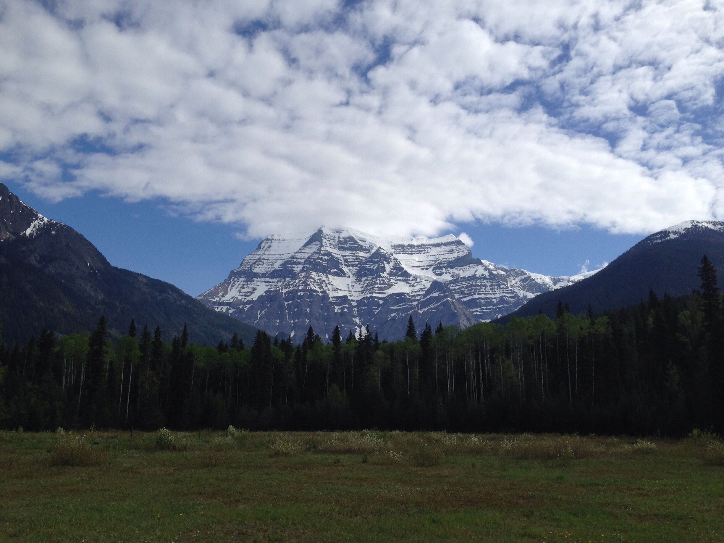 View of Mt Robson which has an elevation of 3,954 meters above sea level (12,972 feet)