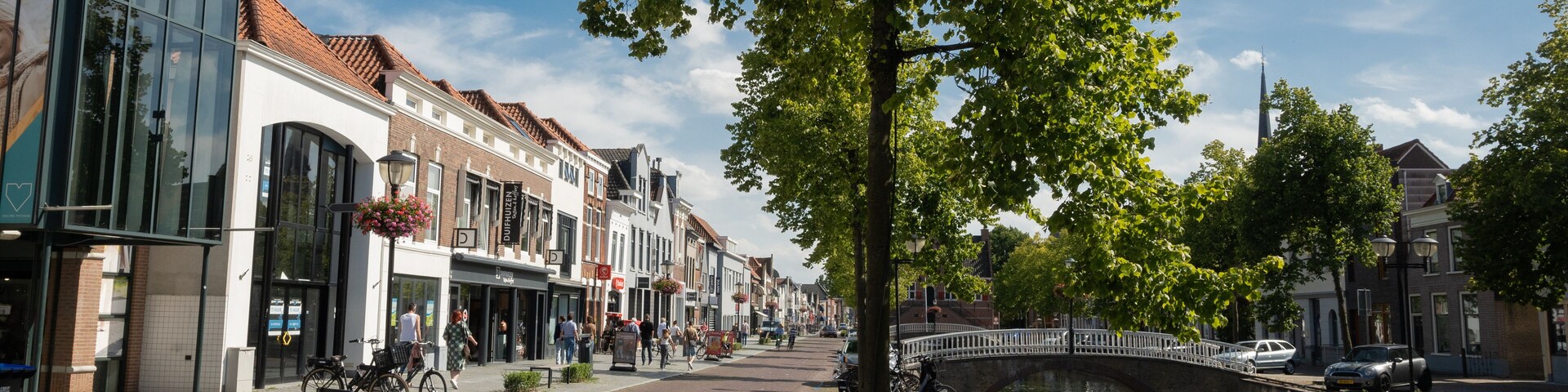 The old townhall in Oud-Beijerland Netherlands. This is the edge of the shopping center high street where the town hall known as the Oud Raadhuis in Dutch