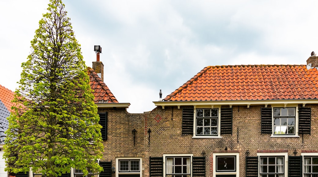 gables of old Dutch houses in Maasland, Holland