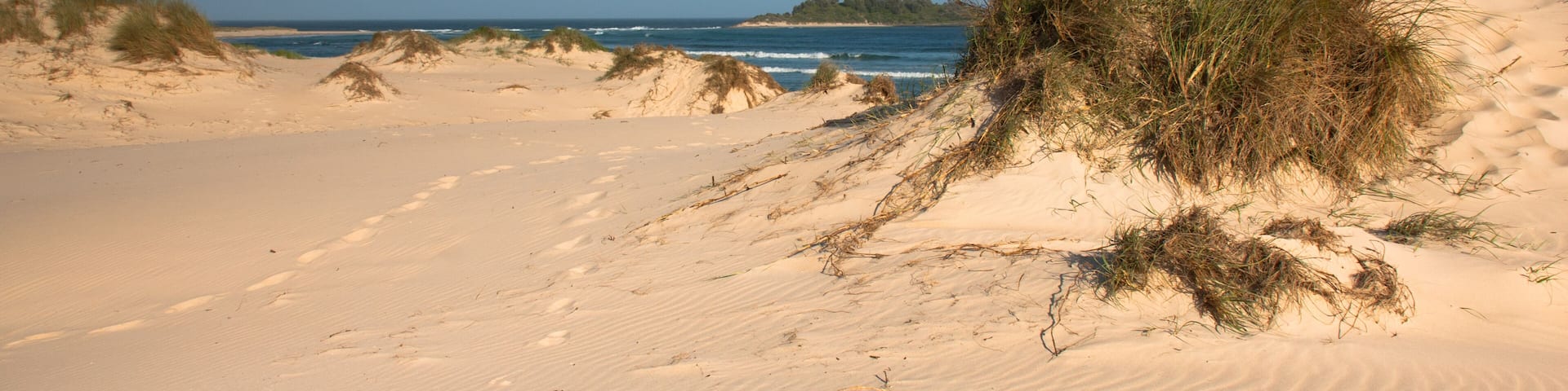 Sand dunes - view from Lake Conjola to Pacific ocean, NSW, Australia, Shutterstock ID 283304927, Purchase Order: -
