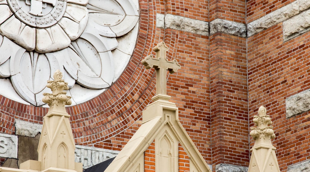 Cross on the facade of St Willebrord Catholic Church in Green Bay, WI