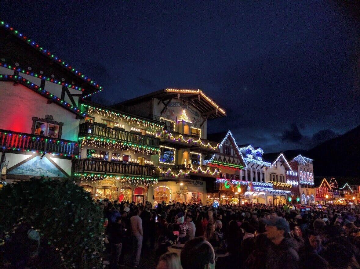The lighting festival in Leavenworth, WA is gorgeous!  Try to make it there in December for a wonderful experience, but be careful about the commute!  There's a mass exodus right after the lights finish lighting, and it can mean a tough trip out of town (or finding a place to stay)!