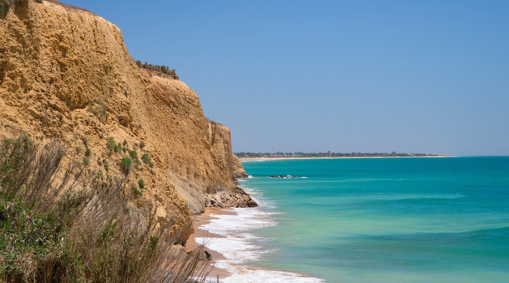 Fuente del Gallo Beach featuring general coastal views and rocky coastline