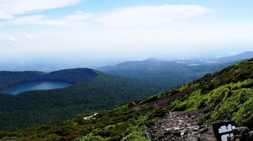 Panorama of volcanoes seen from top of Mt. Karakuni-dake, Ebino kogen, Japan