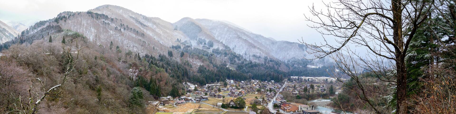 Panorama of Shirakawago historic village, Ono district, Gifu prefecture, Japan