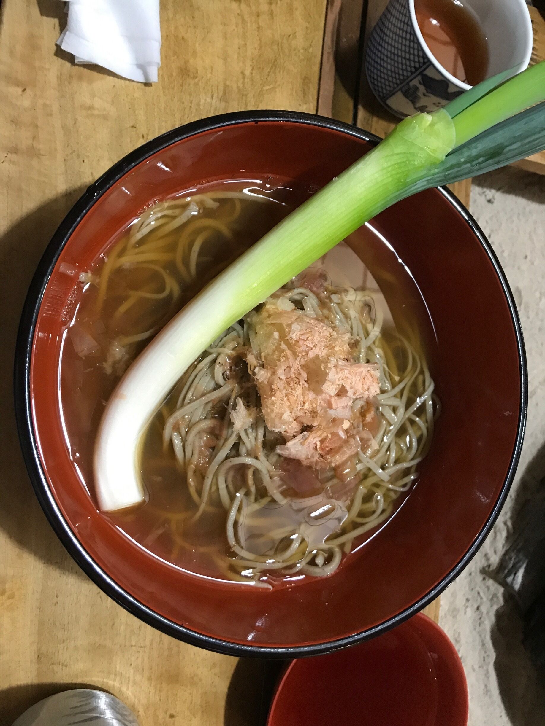Here's the spring onion in the sober noodles yum yum.