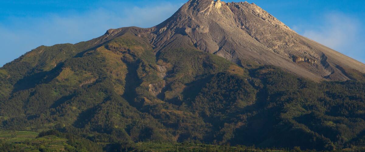 A mountain with a clear sky.