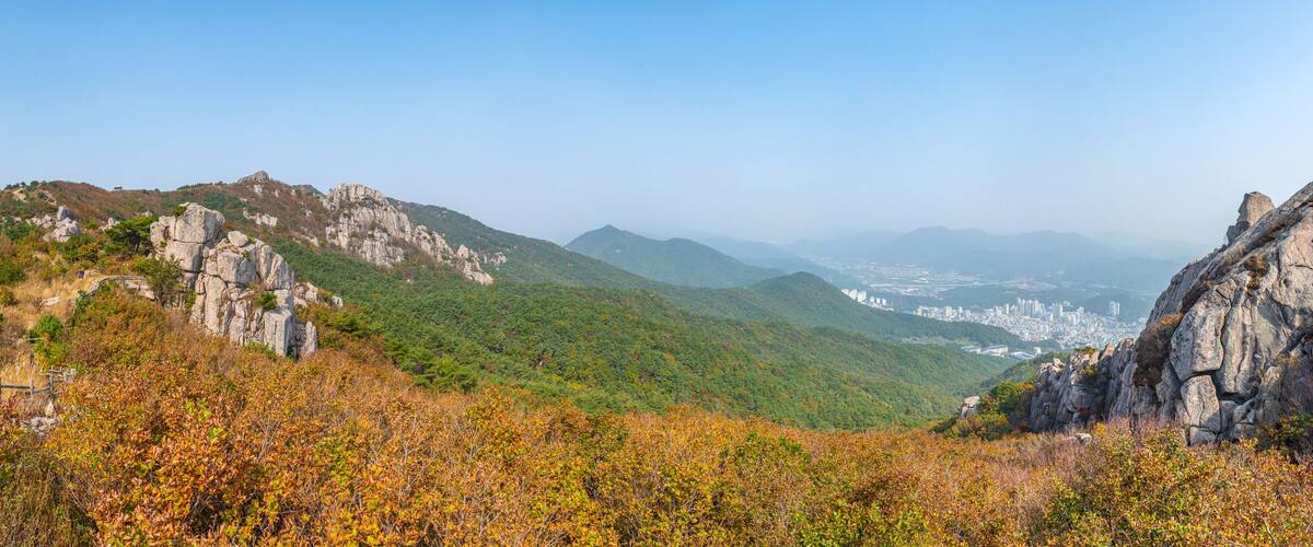 Remains of Geumjeong fortress scattered across Geumjeongsan mountain in Busan, Republic of Korea