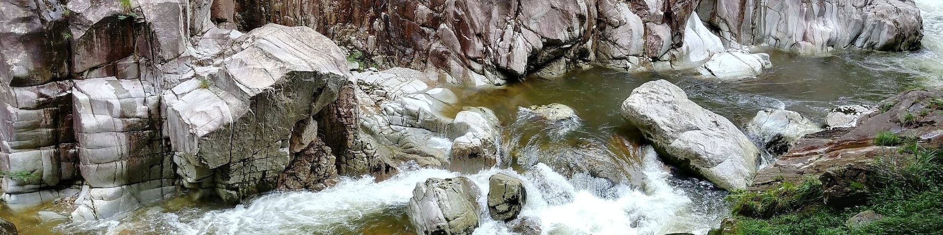 Waterfalls, swimming holes, rock tunnels, stone bridges, shrines, and more. So much beauty in a spot that is accessible by public transit from Hiroshima City.