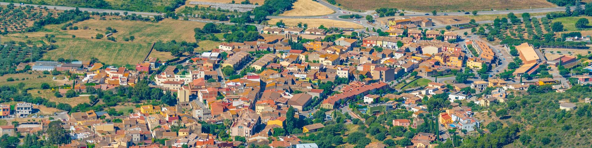 Aerial view of Palau-saverdera village in Spain