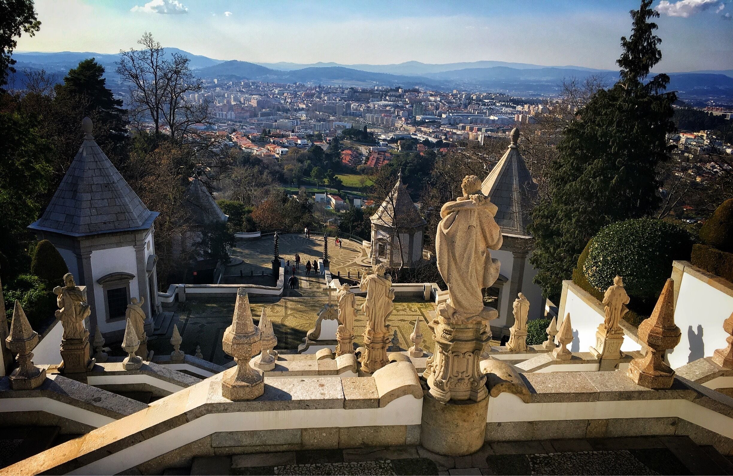 Bom Jesus do Monte is a Portuguese #sanctuary located outside the city of #Braga #Portugal. The Sanctuary is a #notable and important #tourist #attraction and #famous for the Baroque #stairway that climbs 116 meters in a zigzag #shape, dedicated to the Five Senses (Sight, Smell, Hearing, Touch, Taste). Each #sense is represented by a different #fountain. At the end of this stairway, a #Baroque #church was built around 1725. #europe #traveling #travel #travelphotography #photography #travelgram