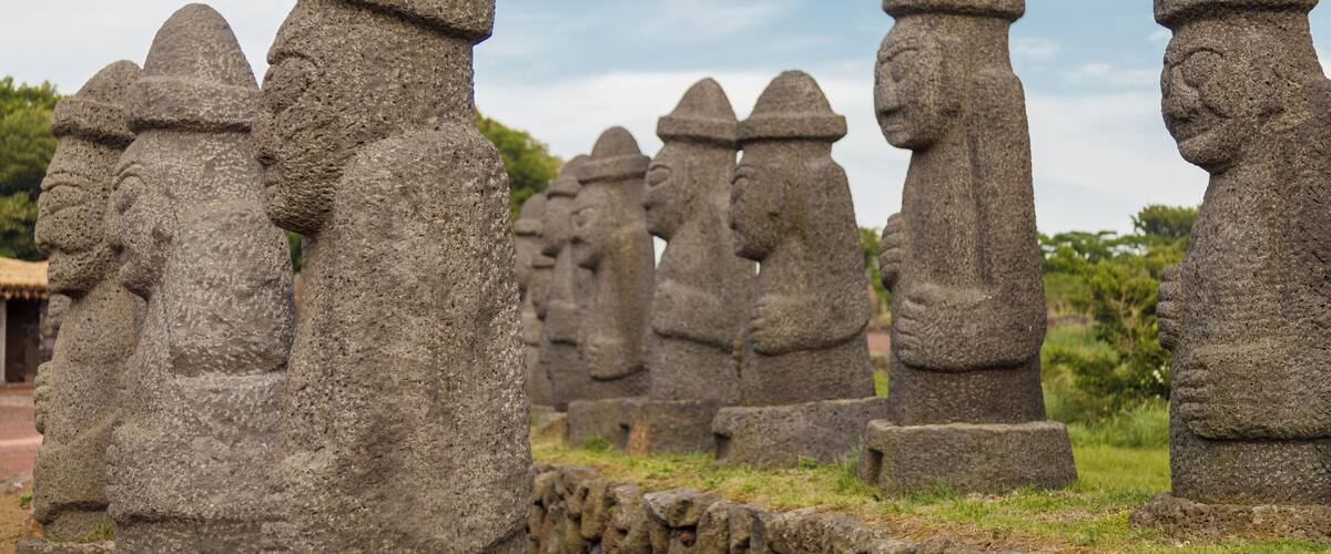 Dol hareubangs on Jeju island.