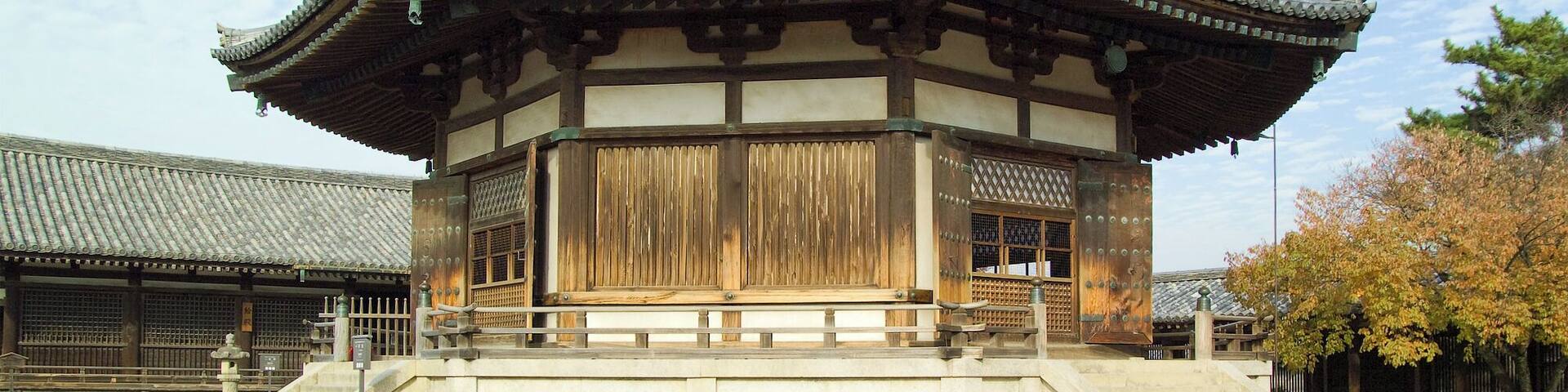 Yumedono (Hall of Dreams) at Horyu-ji Buddhist temple, Nara Prefecture, Japan