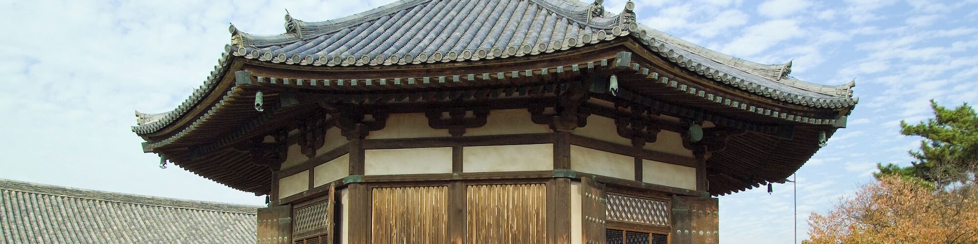 Yumedono (Hall of Dreams) at Horyu-ji Buddhist temple, Nara Prefecture, Japan
