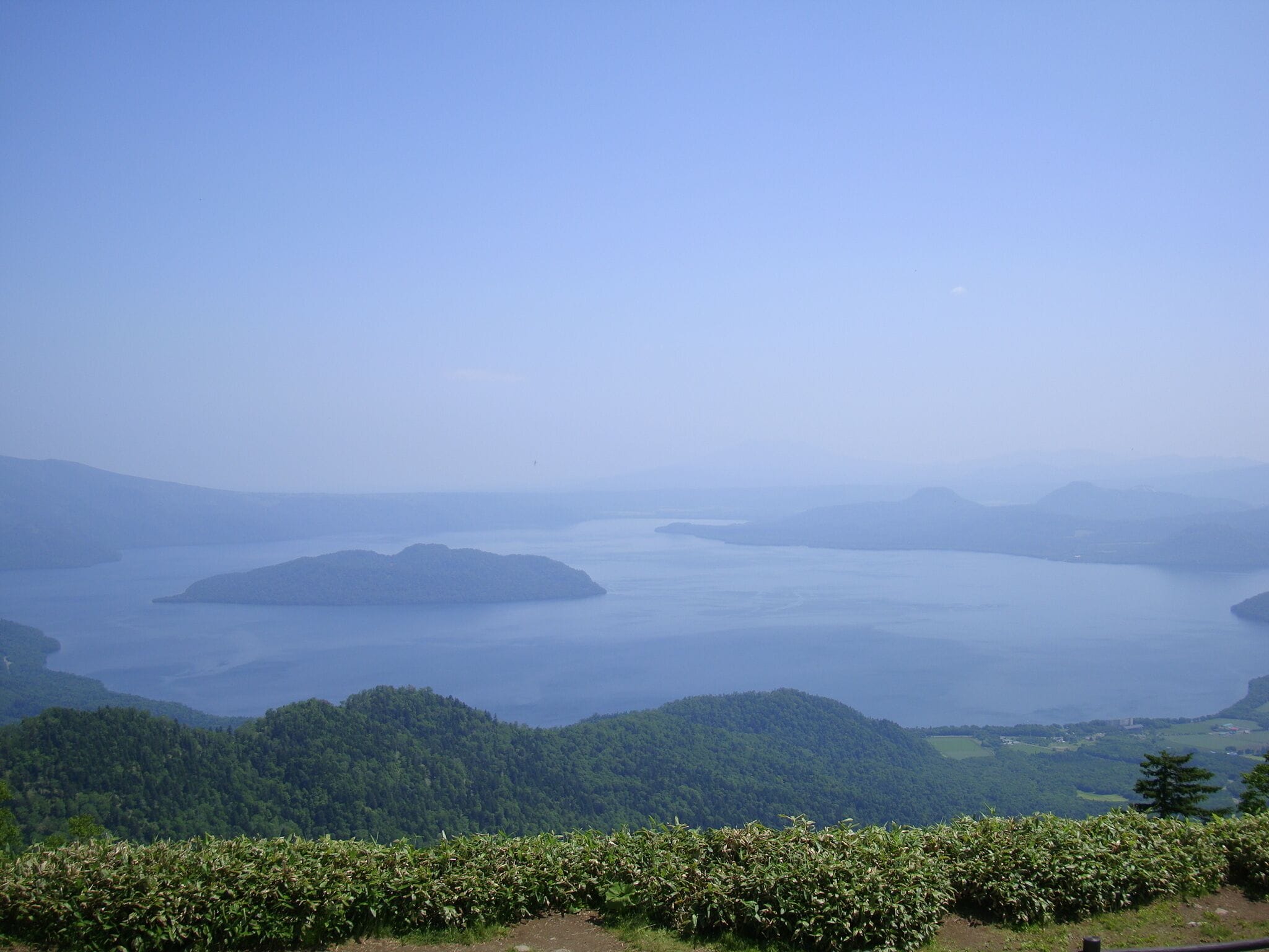 View of Lake Kussharo from Tsubetsu Mountain pass Observation deck