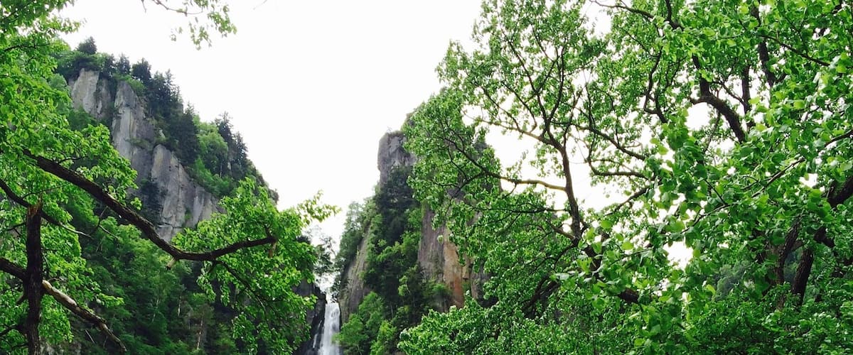 Waterfalls at Sounkyo Gorge in Hokkaido, Japan. Beautiful in the summer, they totally freeze up in winter.