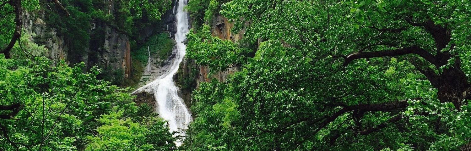 Waterfalls at Sounkyo Gorge in Hokkaido, Japan. Beautiful in the summer, they totally freeze up in winter.