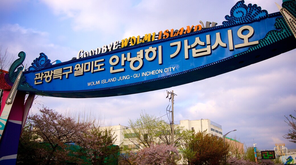 Wolmido trong đó bao gồm biển hiệu, hoàng hôn và hoa dại