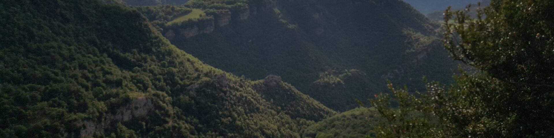 Vista de la Gullola i el pantĂ de Susqueda desde el camĂ de Rupit a Tavertet.