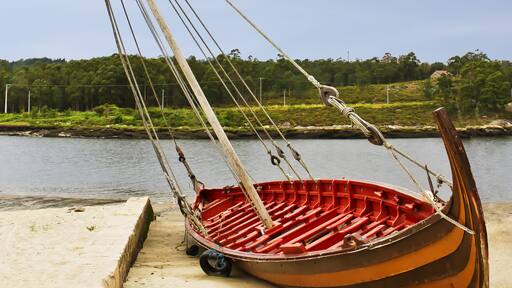 Viking ship used in the Viking landing party of Catoira, Pontevedra, Spain