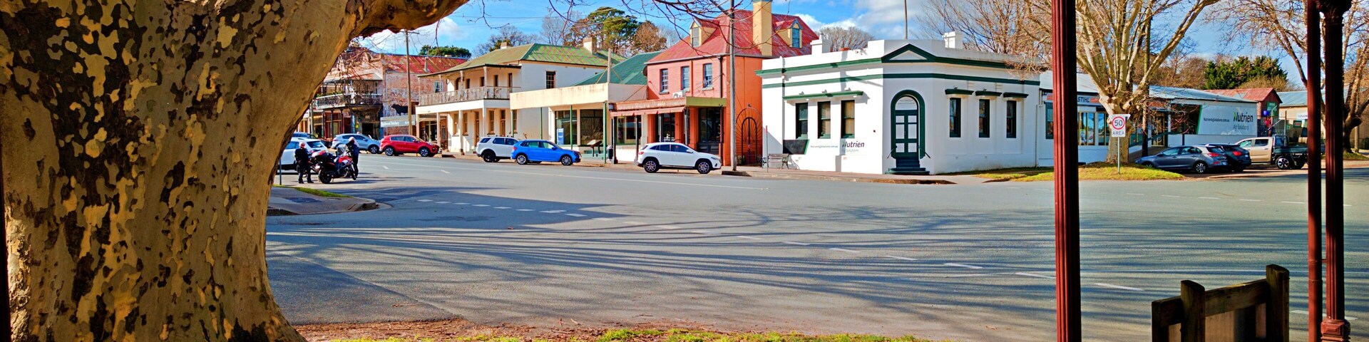 The main street in Braidwood features historic buildings in New South Wales, Australia.