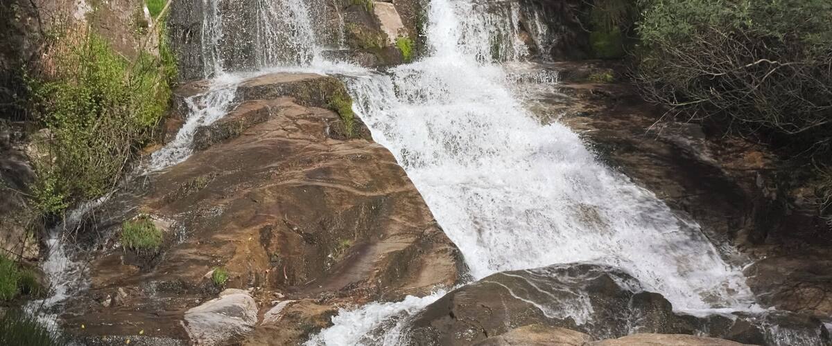 Waterfall in San Xusto river, in Lousame, Galicia, Spain.