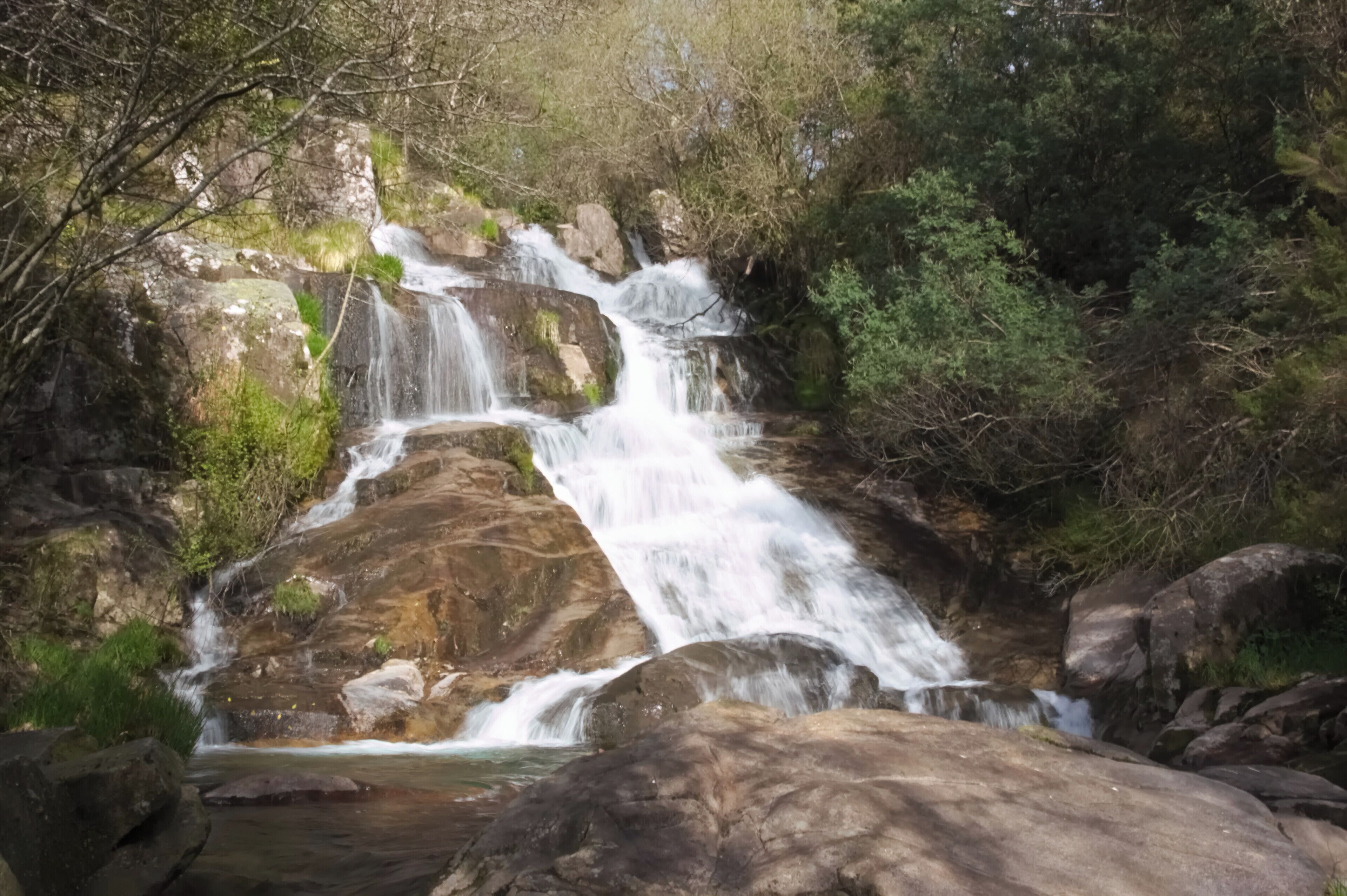 Waterfall in San Xusto river, in Lousame, Galicia, Spain.
