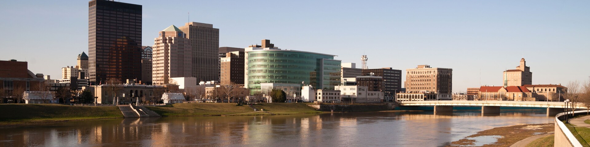 Dayton Ohio Waterfront Downtown City Skyline Miami River