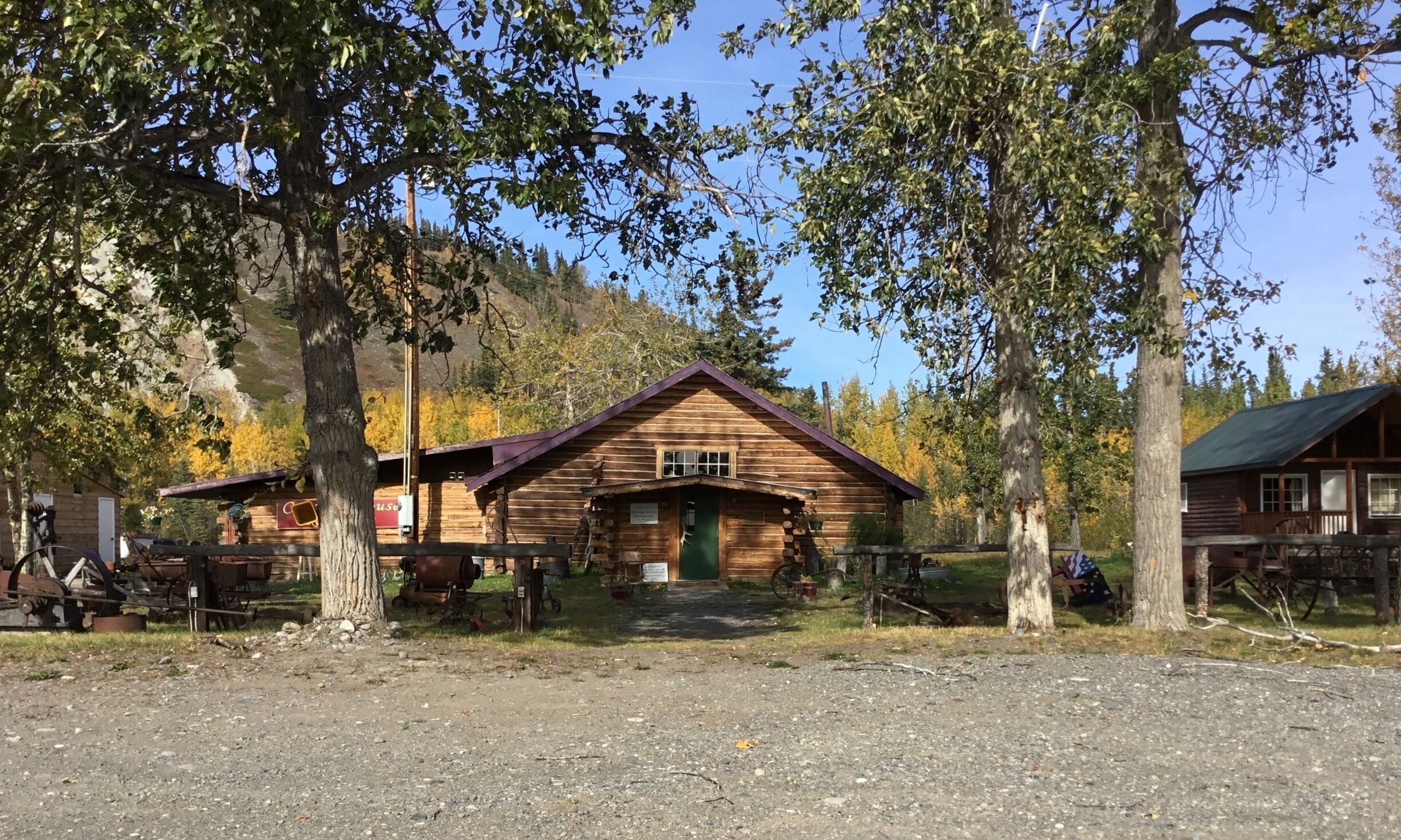 History of Gakona Lodge, Est. 1904 - National Register of Historic Places.

The Historic Gakona Lodge is located at the confluence of the Copper and Gakona rivers, at Mile 2 on the Tok Cutoff to the Glenn Highway, 15 miles northeast of Glennallen and 200 miles north of Anchorage. Gakona Lodge is one of the only original remaining roadhouses.
