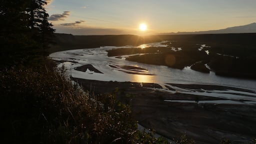 Sunrise reflection on Copper River.