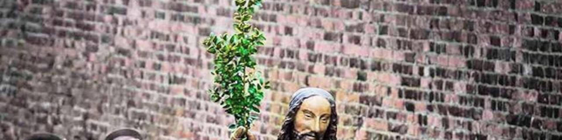 Today Hoegaarden organised it's traditional Palm Procession to commemorate the joyous entry of Christ into Jerusalem. The Palm Donkey, an image of Christ sitting on a donkey, is a cultural and historical heritage which has been paraded through the streets of Hoegaarden every Palm Sunday since 1631 #Hoegaarden #VisitFlanders #CulturalHeritage