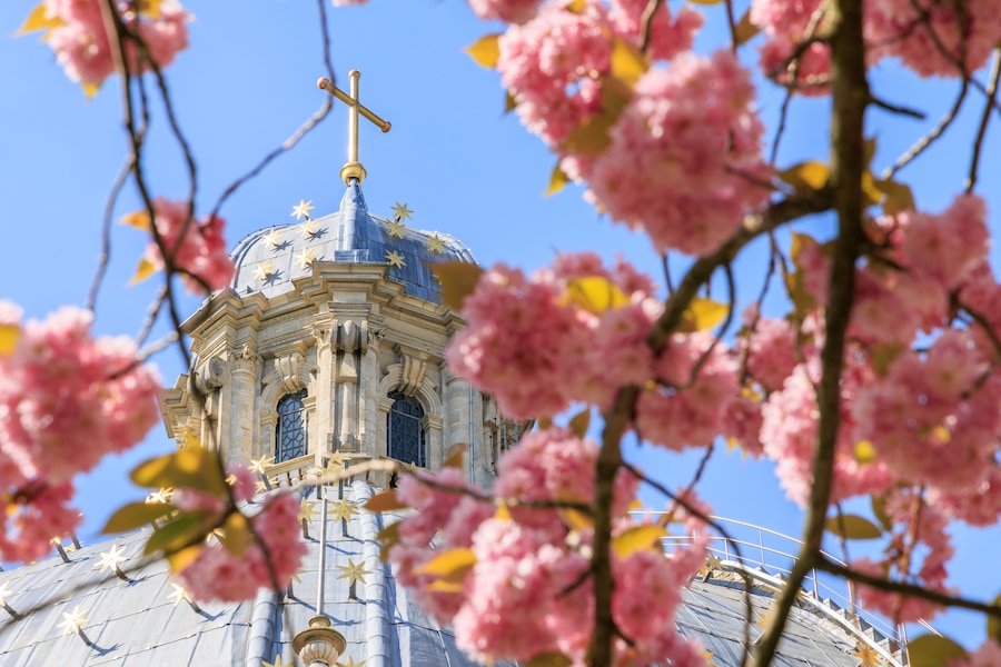 Scenic view of Basilica Onze-lieve-vrouw of Scherpenheuvel place of pilgrimage in Scherpenheuvel-Zichem in Flemish Brabant in Belgium