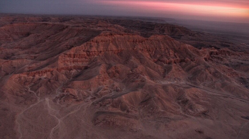 Sunrise aerial view of Luxor as seen from a hot air balloon