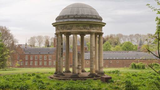 Hoeselt, Limburg - Belgium - 13.05.2021. Old antique gazebo in the park of a medieval castle Alden Biesen. Belgium