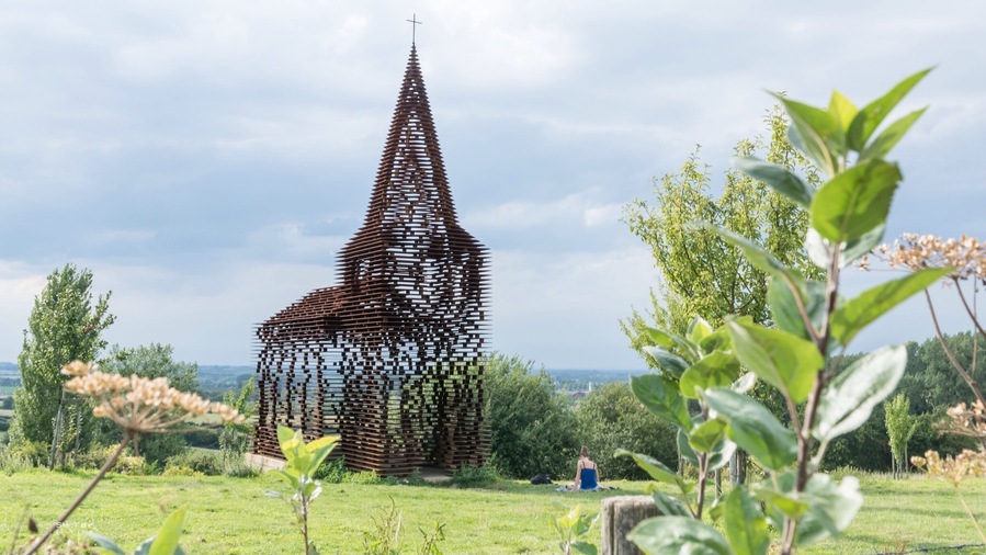 Lovely see-through church in Borgloon, Belgium. A charming little town in the province of Limburg. You make little and easy hikes in the surroundings throug the typical fruit trees. #belgium #doorkijkkerk #troveon #europe #church