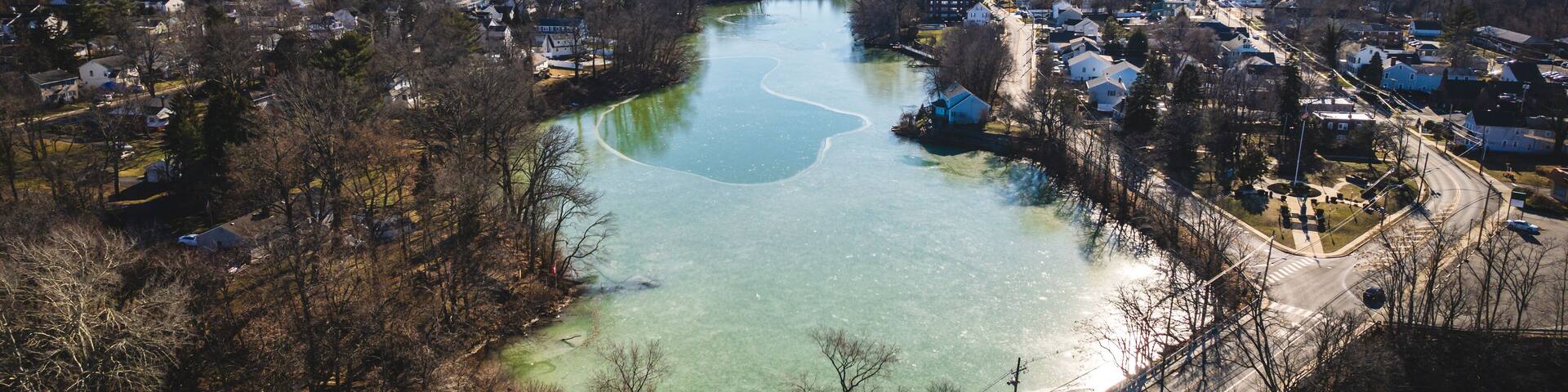 Aerial Drone of Matawan New Jersey in the Winter